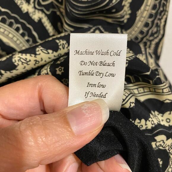 Blu Pepper Black Paisley Print Mini Shift Dress Sz L - Picture 6 of 10